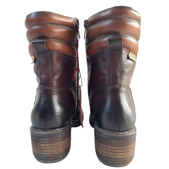 Pikolinos Ankle Boots San Sebastia EU40 US 9-9.5 Brown Leather Lace Up Side Zip - Picture 5 of 11